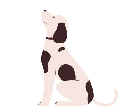 Cute spotted dog. White dog with black spots. vector element designのイラスト素材