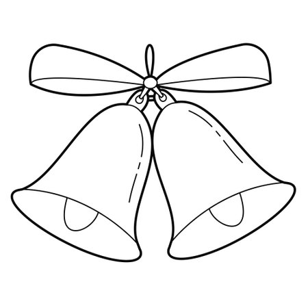 Christmas tree toy - bells . Contour illustration, design elements or page of childrens coloring bookのイラスト素材