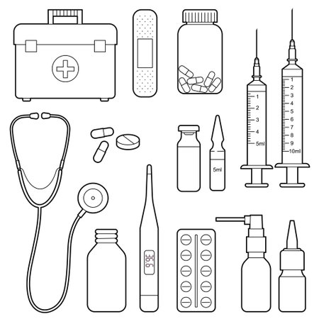 Healthcare line icons. Editable stroke. Pixel perfect.のイラスト素材
