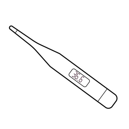 Thermometer, outline illustration of medical device for kids and adults, Electronic thermometer. Isolated on white background. Vectorのイラスト素材