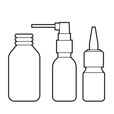 Medicine bottles of medicine. Outline Illustration on white background.のイラスト素材