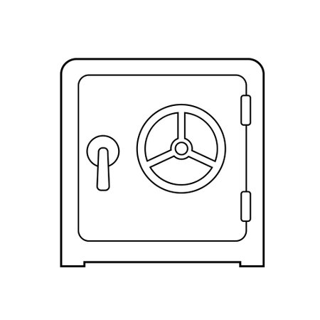 Bank safe. Design element. Outline Illustration on white background.のイラスト素材