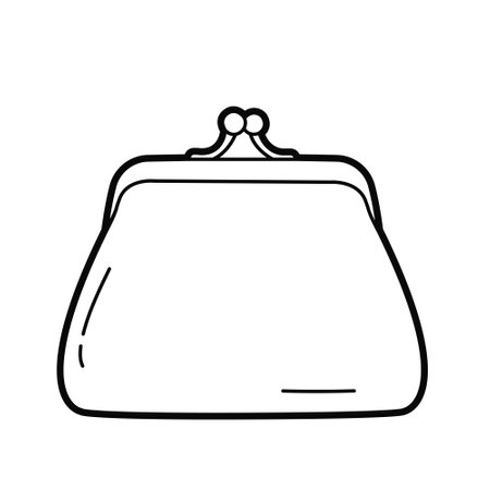 Coin purse wallet. Simple outline illustration, isolated on white background. Design elementのイラスト素材