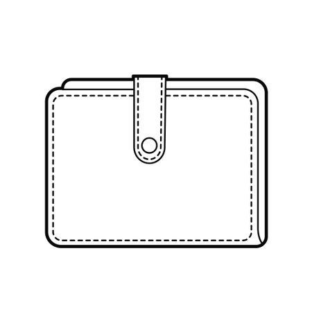 Leather wallet. Simple outline illustration on white background. Design elementsのイラスト素材