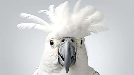 Close-up of a cute tame cockatoo parrot. AI generated.の素材
