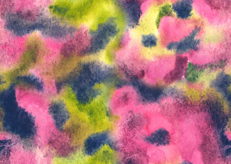 Seamless pattern of watercolor stains in pink and olive tones, print for fabric, wrapping paper and other designsの写真素材