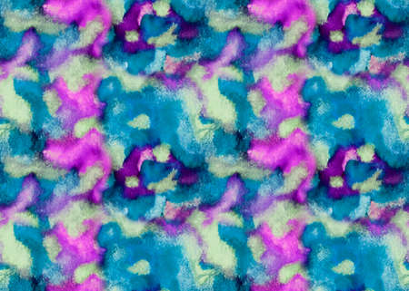 Seamless abstract pattern of colorful watercolor stains: gray, purple, blue on white background, print for fabric, wrapping paper, wallpaper, home decor, etc.の写真素材