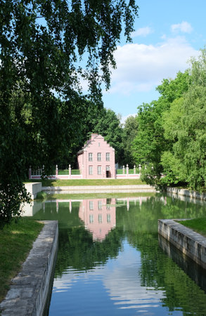 Moscow, Russia - 06.21.2023: Kuskovo estate, Pavilion "Dutch house" on the bank of the pondのeditorial素材