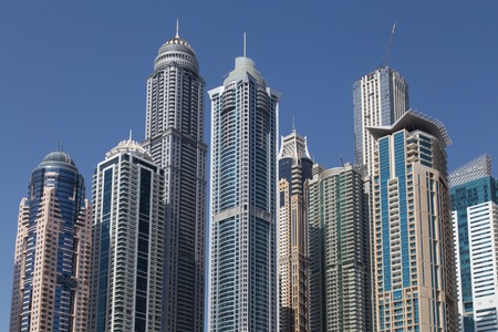 Dubai, United Arab Emirates - October 17, 2014: Photograph of the skyscrapers in Dubai Marina.