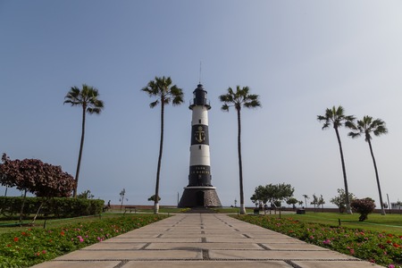 Lima, Peru - 29 August, 2015: Photograph of the lighthouse Faro de Marina in the district Miraflores.のeditorial素材