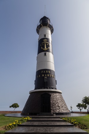 Lima, Peru - 29 August, 2015: Photograph of the lighthouse Faro de Marina in the district Miraflores.のeditorial素材