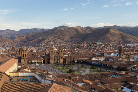 Cusco, Peru - October 07, 2015: Panoramic view of Plaza de Armas in Cuscoのeditorial素材