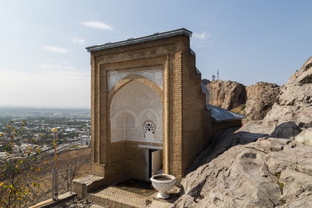 Photograph of the sacred site called Solomon's Throne in Osh, Kyrgyzstan.の写真素材