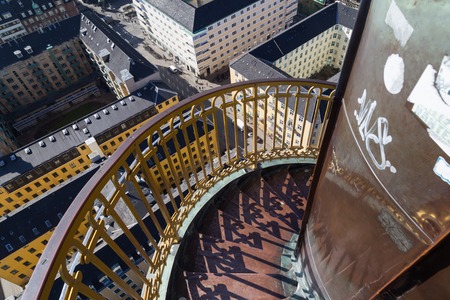 Spiral stairway of Vor Frelsers Kirke, Church of Our Saviour in Copenhagen, Denmark.の写真素材