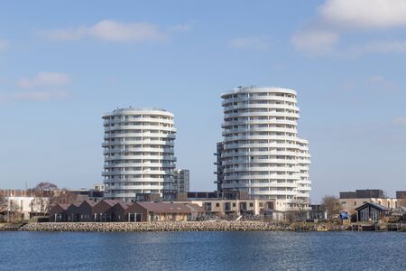 Copenhagen, Denmark - March 17, 2016: Newly built modern appartments in Islands Brygge district.のeditorial素材