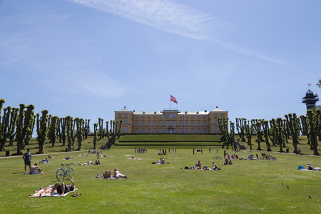 Frederiksberg, Denmark - June 5, 2016: People enjoying the sunshine in front of the castle in Frederiksberg park on a Sunday afternoon.のeditorial素材
