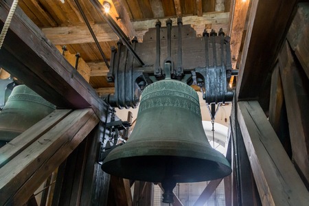 Copenhagen, Denmark - August 15, 2016: The bell inside the tower of Vor Frue Cathedralのeditorial素材