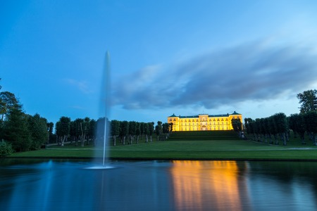 Frederiksberg, Denmark - September 21, 2016: Frederiksberg castle in Frederiksberg Park by nightのeditorial素材