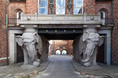 Copenhagen, Denmark - September 23, 2016:  The elephant gate at the old Carlsberg brewery areaのeditorial素材