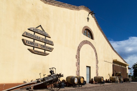 Mendoza, Argentina - November 23, 2015: Main builing of the Familia Cecchin vineyard, who produces organic winesのeditorial素材