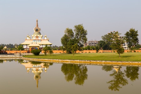 Lumbini, Nepal - November 26, 2014:  The Tara Foundation Buddhist temple at Buddhas birthplaceのeditorial素材