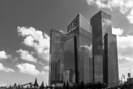 Singapore - January 30, 2015: Black and white of skyscrapers in the central business districtのeditorial素材