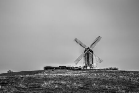 Historic Danish Windmill black and whiteの写真素材