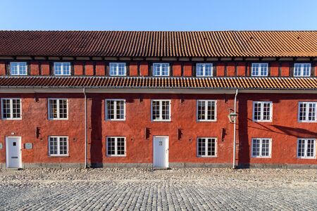 Copenhagen, Denmark - January 05, 2017: Typical red house in the histroical fortress Kastelletのeditorial素材