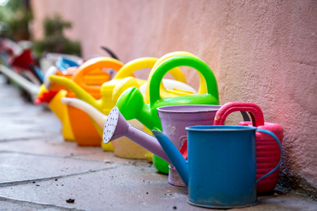 Row of Watering Cansの写真素材