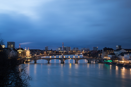 Evening view of Basel, Switzerlandのeditorial素材