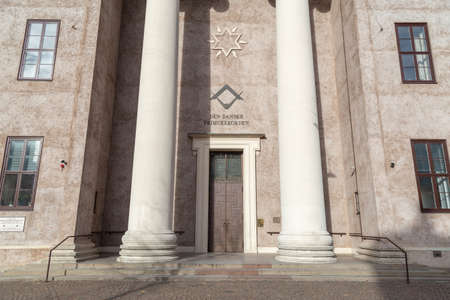 Entrance to the Freemasons Hall, the headquarters of the Danish Order of Freemasonsの写真素材
