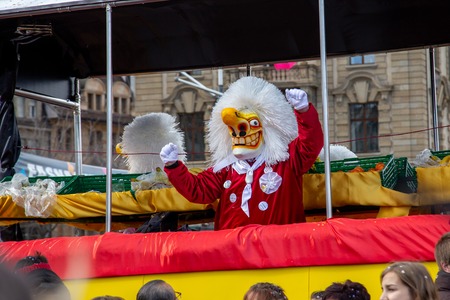 Basel, Switzerland - March 11, 2019: Participants at the parade of the Carnival of Basel. The Carnival of Basel is the biggest carnival in Switzerland.のeditorial素材
