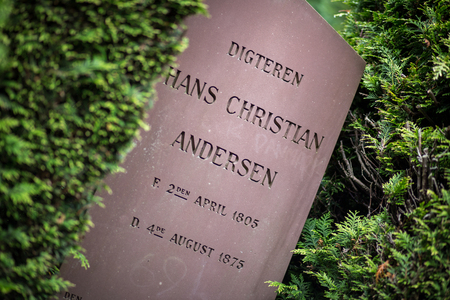 Copenhagen, Denmark - July 01, 2017: The grave of famous danish writer Hans Christian Andersen, who is buried on Assitens Cemeteryのeditorial素材