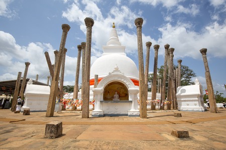 Anuradhapura, Sri Lanka - August 21, 2018: Ancient Buddhist Temple Thuparamaya, the earliest Dagoba to be constructed in Sri Lanka.のeditorial素材