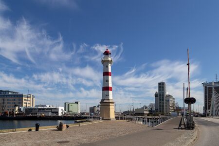 Malmo, Sweden - April 20, 2019: The old lighthouse in the habor districtのeditorial素材