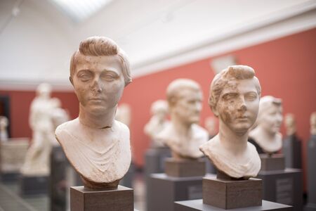 Copenhagen, Denmark - February 4, 2018: Close up of sculptures in the New Carlsberg Glyptotek.