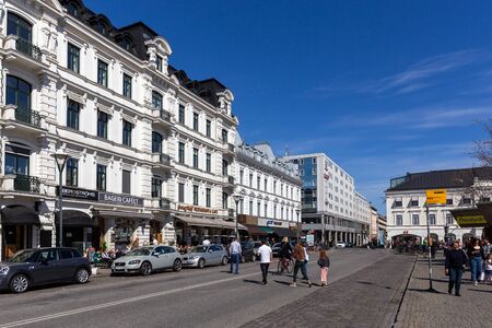 Malmo, Sweden - April 20, 2019: People in the city centre on a sunny spring day.のeditorial素材
