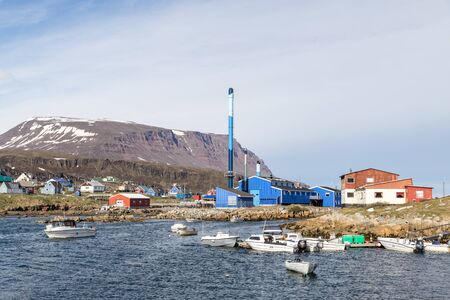 Ilulissat, Greenland - July 6, 2018: Exterior view of the power station located at the harbour.