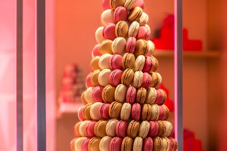 Colorful French Macarons formed as a pyramid