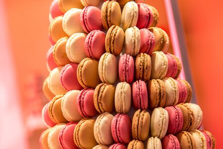 Colorful French Macarons formed as a pyramidのeditorial素材