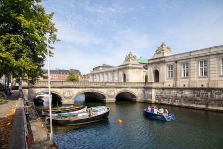 Copenhagen, Denmark - August 22, 2019: Marble Bridge over Frederiksholm Canal in the historic city centre.のeditorial素材