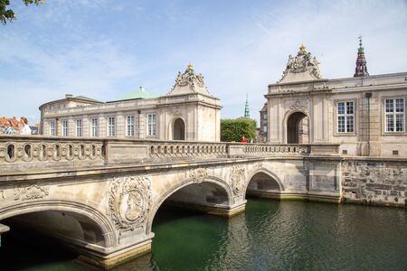 Copenhagen, Denmark - August 22, 2019: Marble Bridge over Frederiksholm Canal in the historic city centre.のeditorial素材