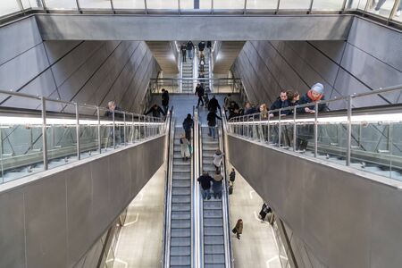Copenhagen, Denmark - February 17, 2017: Interior view of Kongens Nytorv Metro Station in the city...