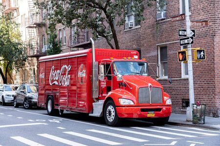New York, United States of America - September 21, 2019: A Coca Cola truck parked in the streets of Manhattan.のeditorial素材