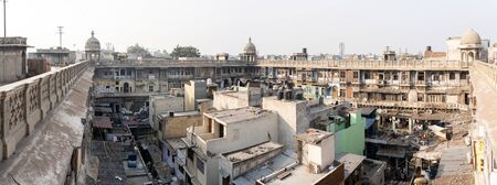 Old Delhi, India - December 4, 2019: The Gadodia market building at the Spice Market at Khari Baoli Road.のeditorial素材