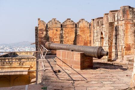 Jodhpur, India - December 9, 2019: A big ancient cannon inside Mehrangarh Fort.のeditorial素材