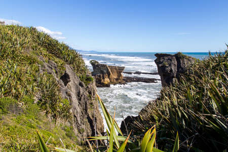 Pancake rocks close to Punakaiki in New Zealand