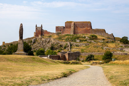 Bornholm, Denmark - August 09, 2020: Ruins of historic Hammershus Castle on Bornholm island.のeditorial素材