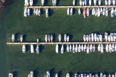 Aerial View of Lynetten Sailboat Harbor in Copenhagenの写真素材