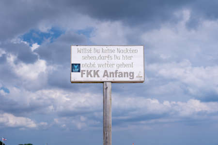 Nudist Beach Sign in Dahme, Germanyのeditorial素材